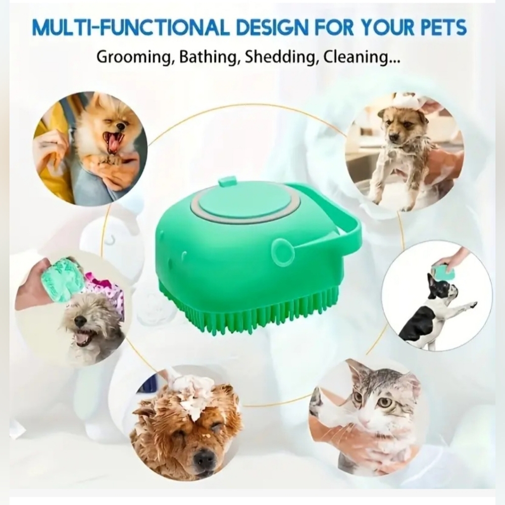 Multi-Functional Pet Grooming Brush Made From Silicone